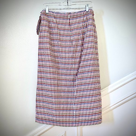 Madewell Sarong Midi Skirt in Rainbow Gingham, size 6 - Picture 5 of 12